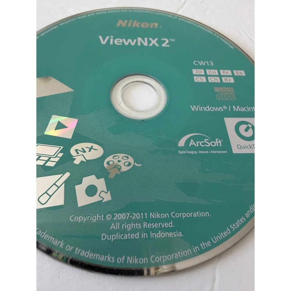 Nikon ViewNX 2 Software CD-ROM CW13 Windows Macintosh Photo Editing Disc